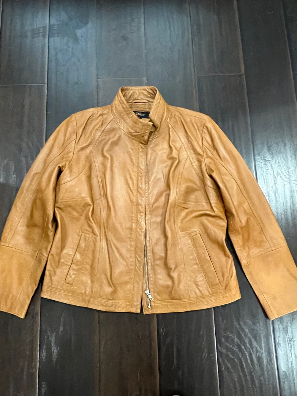 Quince Tan Leather Stand-Collar Jacket, size XL